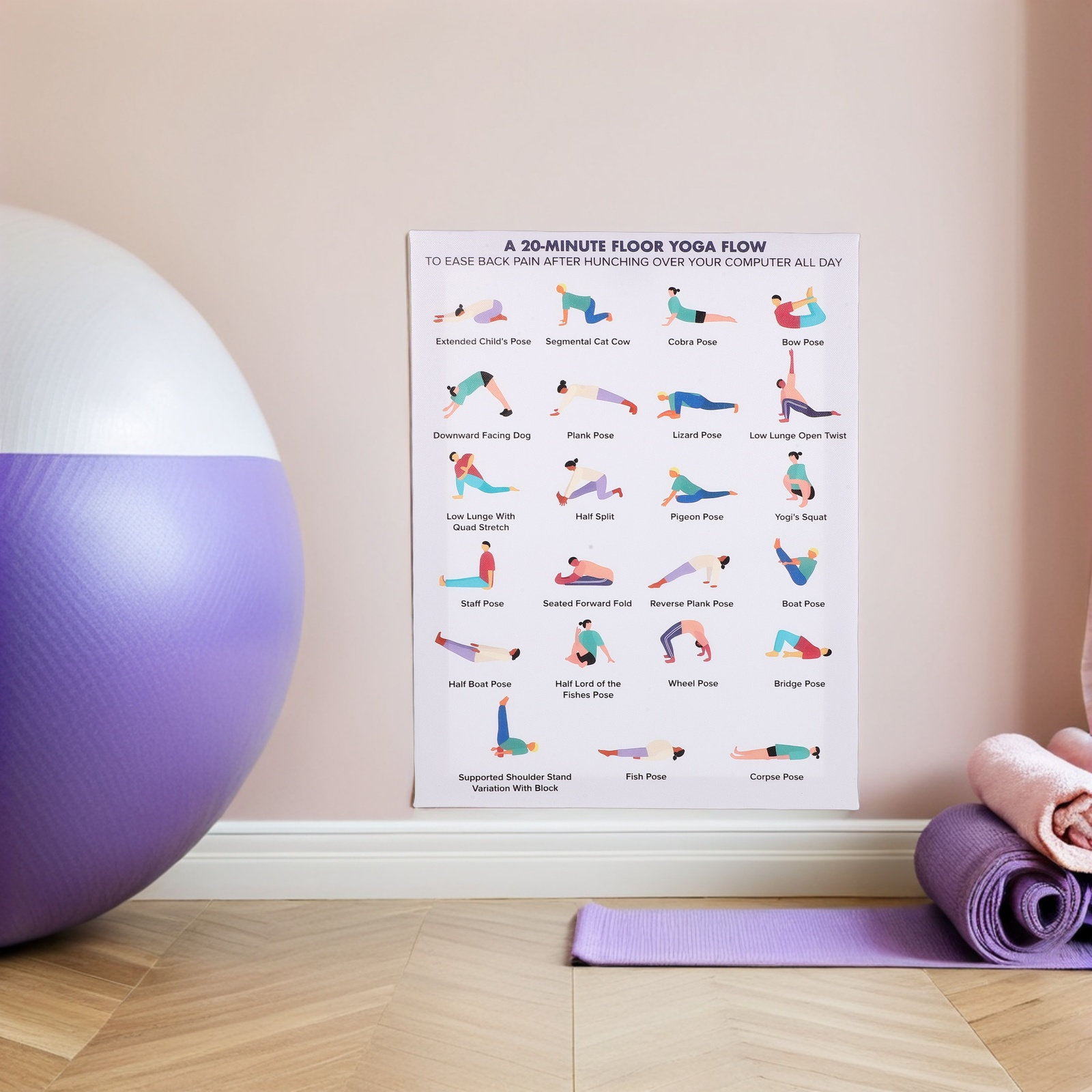 Home Office Quotes - Yoga Poster Wall Art Bundle Modern