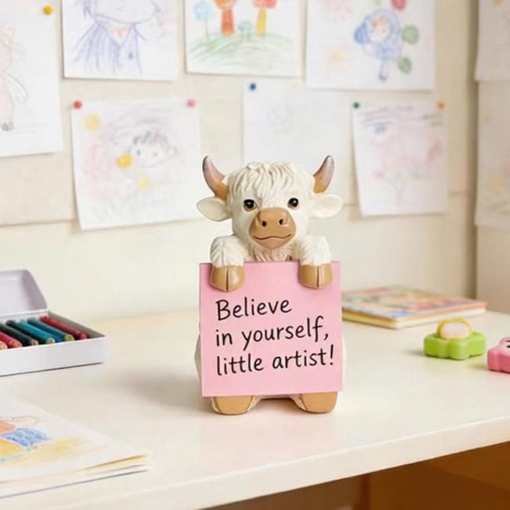 Sticky Note Dispenser - Shaped Office Supplies Highland Cow Pop-up