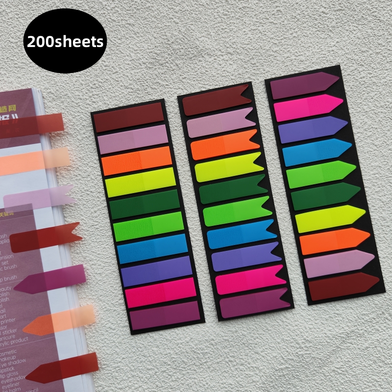 Sticky Note Dispenser - 200pcs Self-adhesive Sticky Note Colorful PET