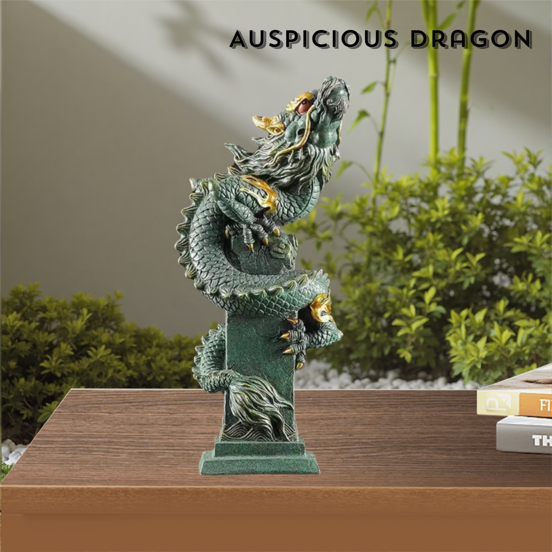 Home Office Feng Shui - Sandstone Zodiac Panlong Dragon Statue Chinese