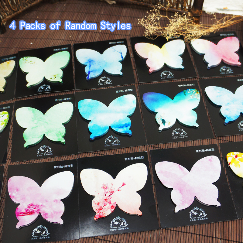 Sticky Note Dispenser - 4 Packs Random Butterfly Sticky Notes
