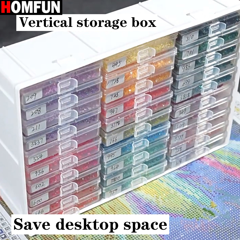 Rolling File Cart - HOMFUN Diamond Painting Tray Storage Box
