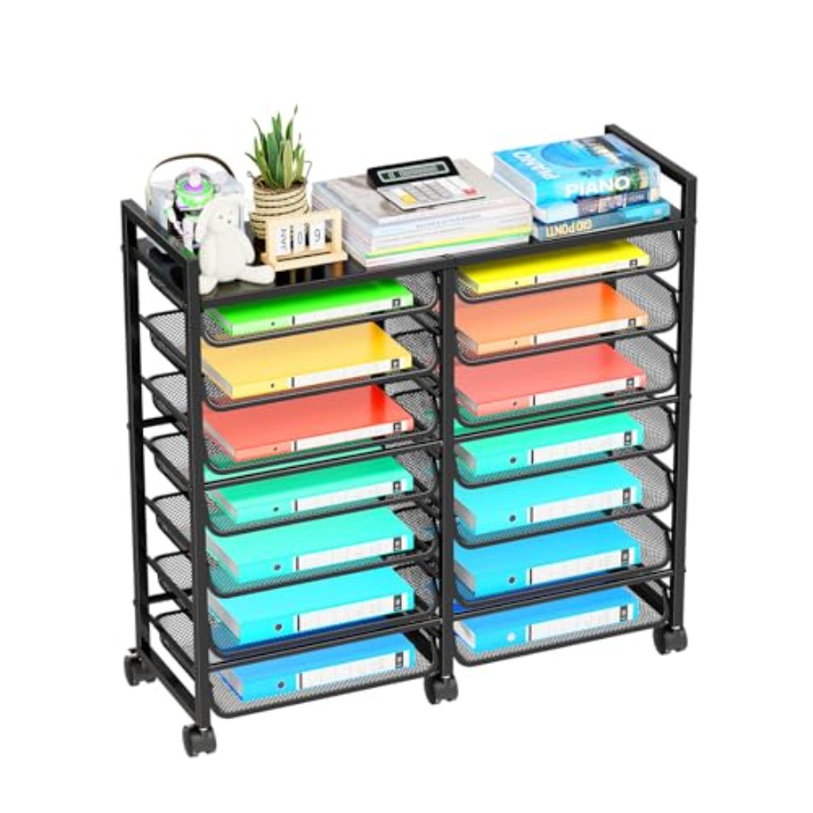 Rolling File Cart - Rolling File Storage Cart 15-Tier Metal