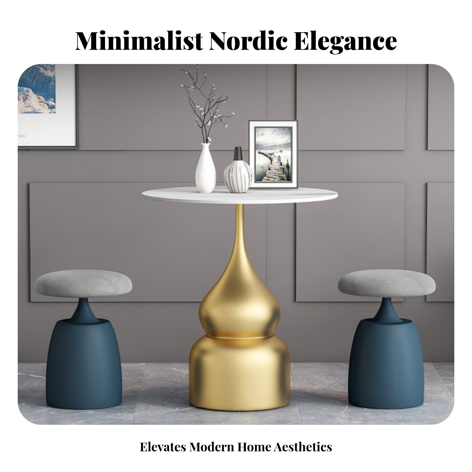 Home Office In Living Room - Round Upholstered Pouf Light Luxury Vanity