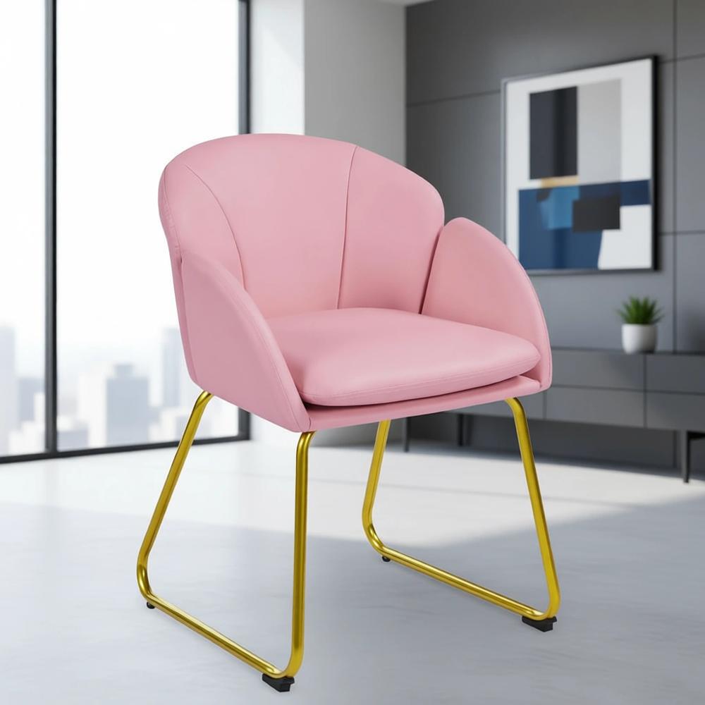 Home Office In Living Room - Pink PU Leather Vanity Chair with