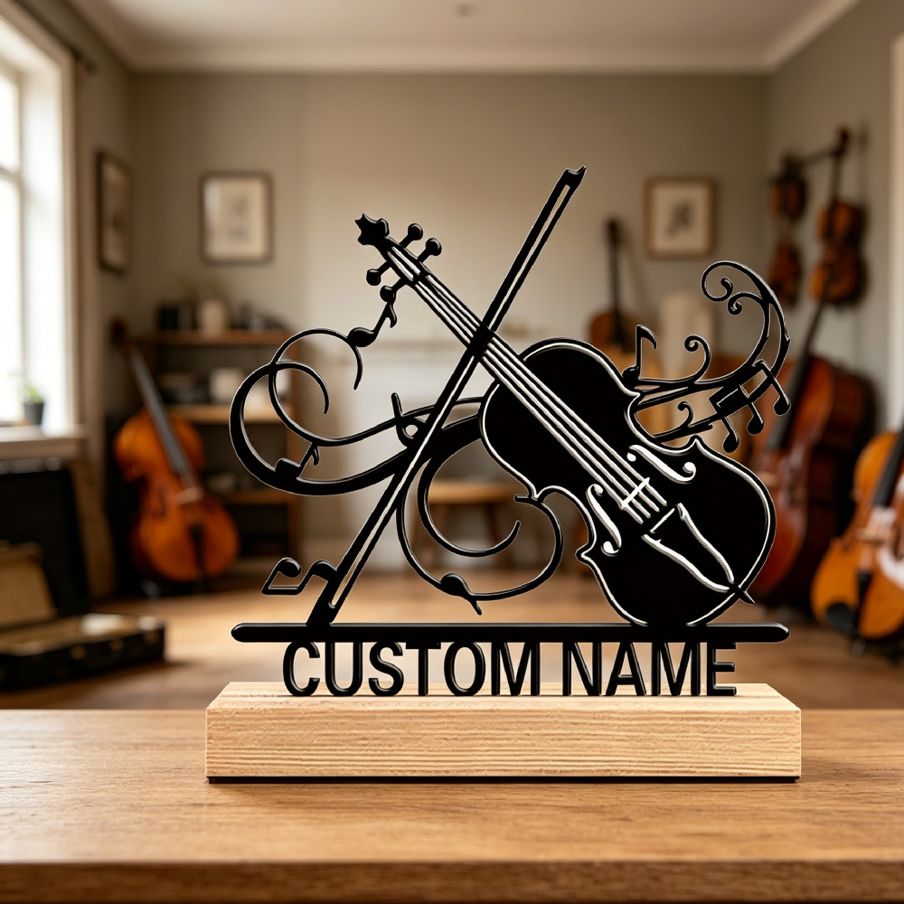 Home Office Gifts - Personalized Violin Cello Metal Decor, Custom