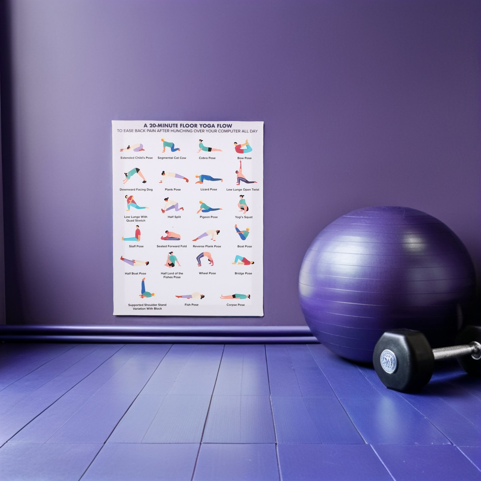 Yoga Poster Wall Art Bundle Mo - Home Office Quotes 리뷰 및 가격