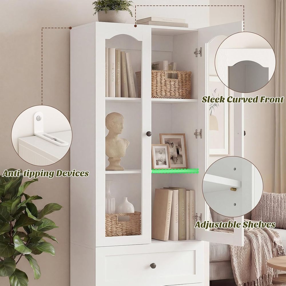 80 High 3-Shelf Glass-Door Boo - Bookcase Wood Shelf 리뷰 및 가격