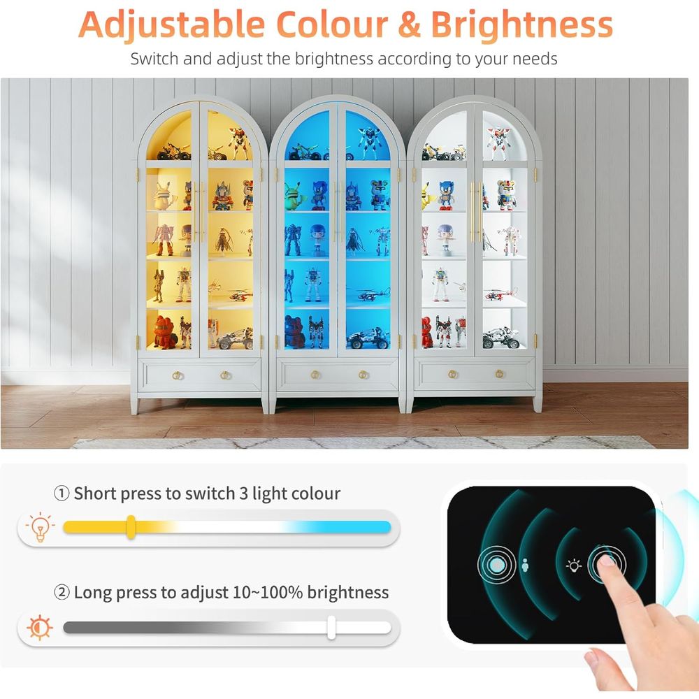 4-Tier Glass Display Cabinet,  - Bookcase Wood Shelf 리뷰 및 가격