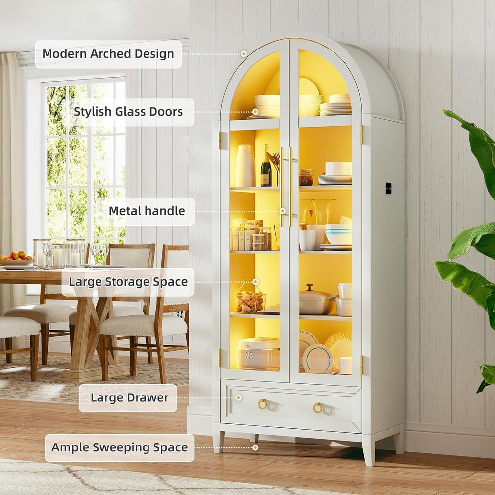 4-Tier Glass Display Cabinet,  - Bookcase Wood Shelf 리뷰 및 가격