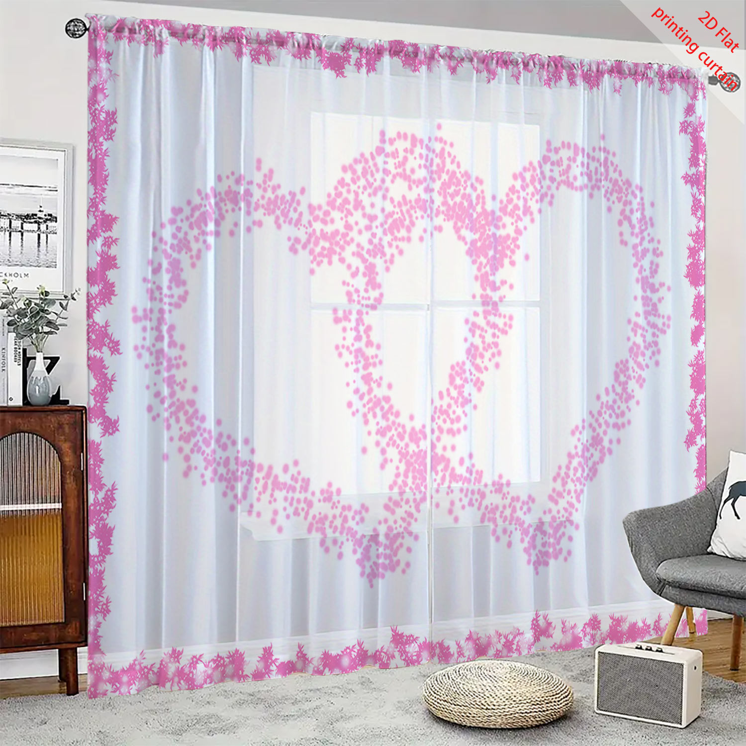 Heart shaped printed transpare - Home Office Windows 리뷰 및 가격