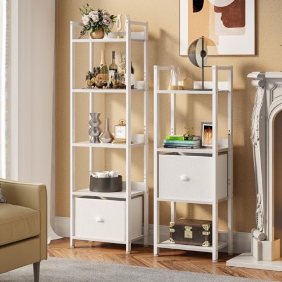 Bookshelf with Drawer, Tall Na - Bookcase Wood Shelf 리뷰 및 가격