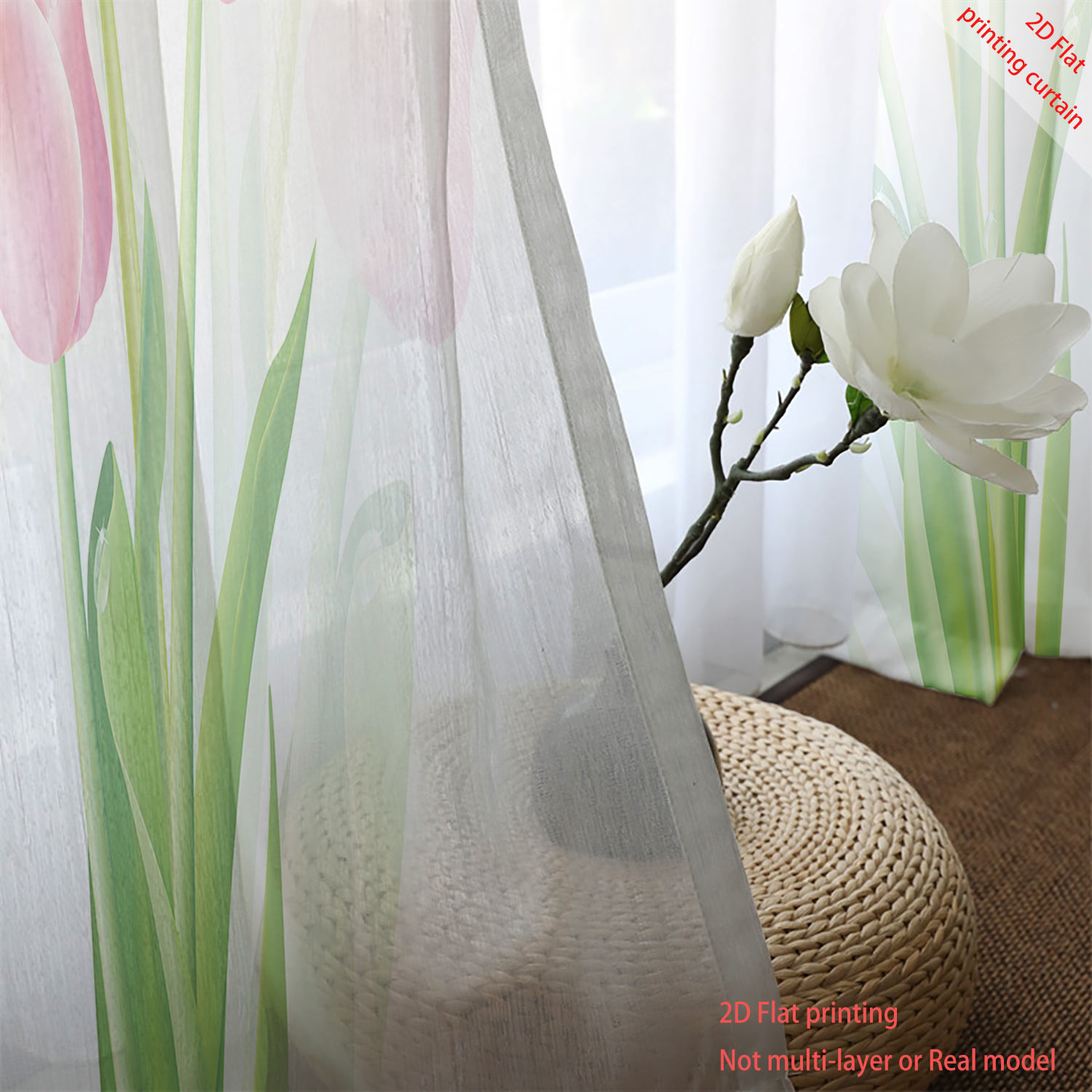 Pink tulip print transparent g - Home Office Windows 리뷰 및 가격
