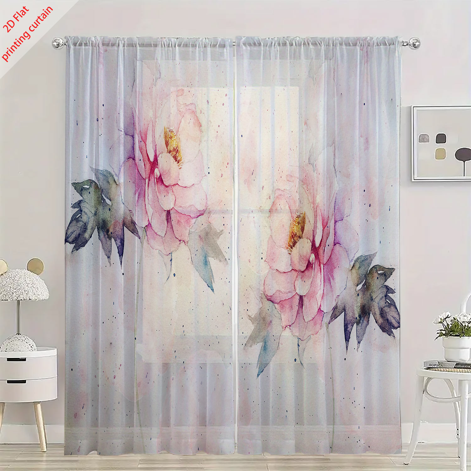 Pink tulip print transparent g - Home Office Windows 리뷰 및 가격