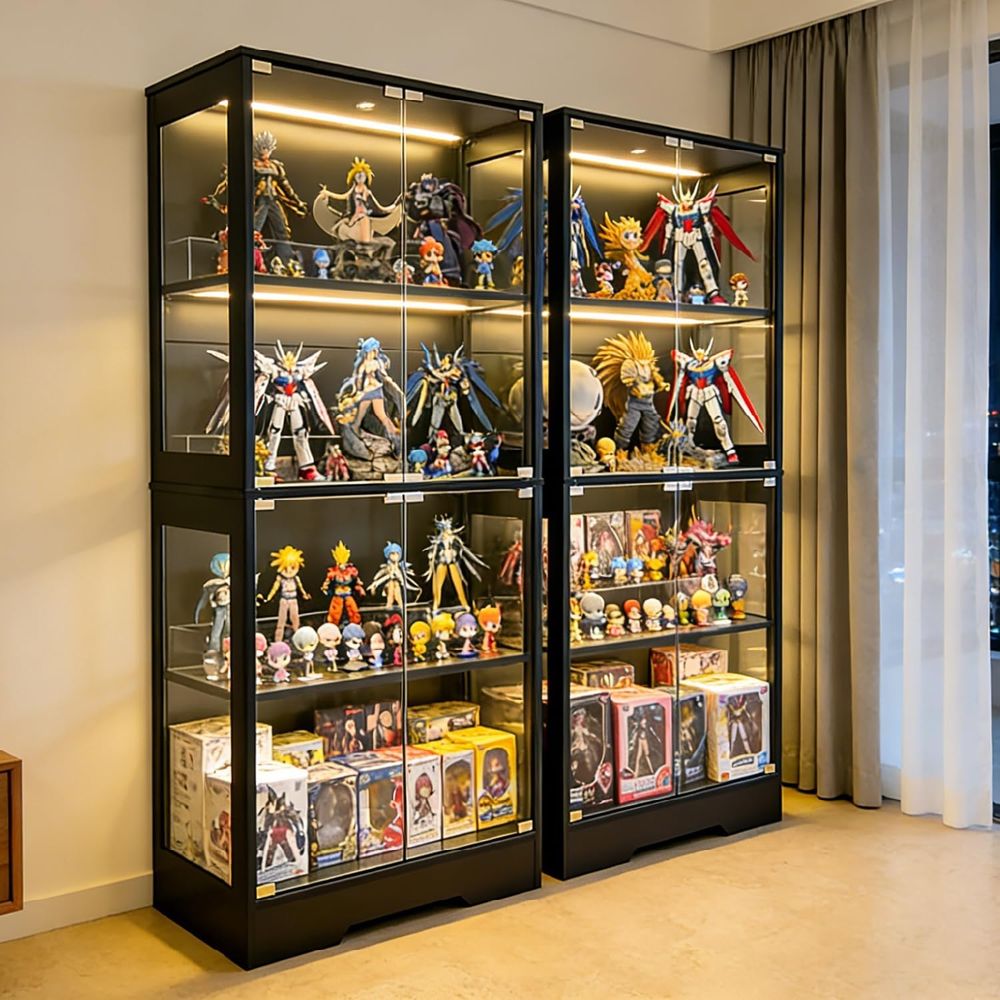 5.5ft Tall 2-Door Glass Displa - Bookcase Wood Shelf 리뷰 및 가격