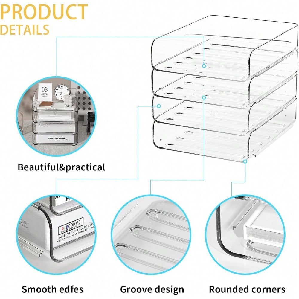 Stackable 4-Tier Clear Acrylic - Letter Tray Desk 리뷰 및 가격