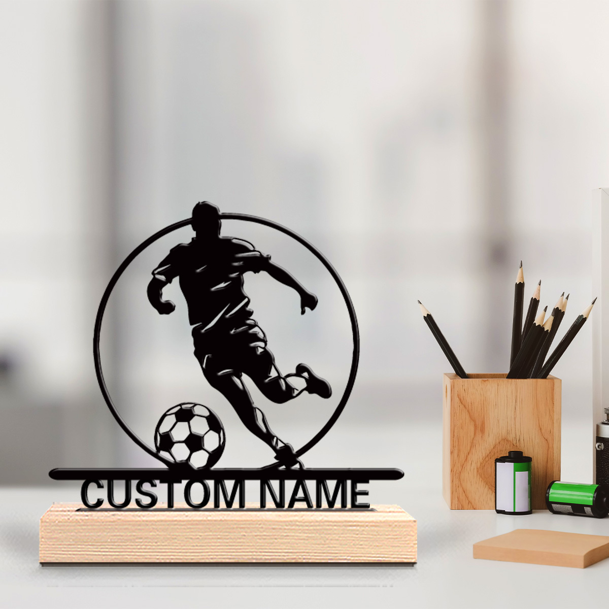 Custom Soccer Player Metal Sta - Home Office Gifts 리뷰 및 가격