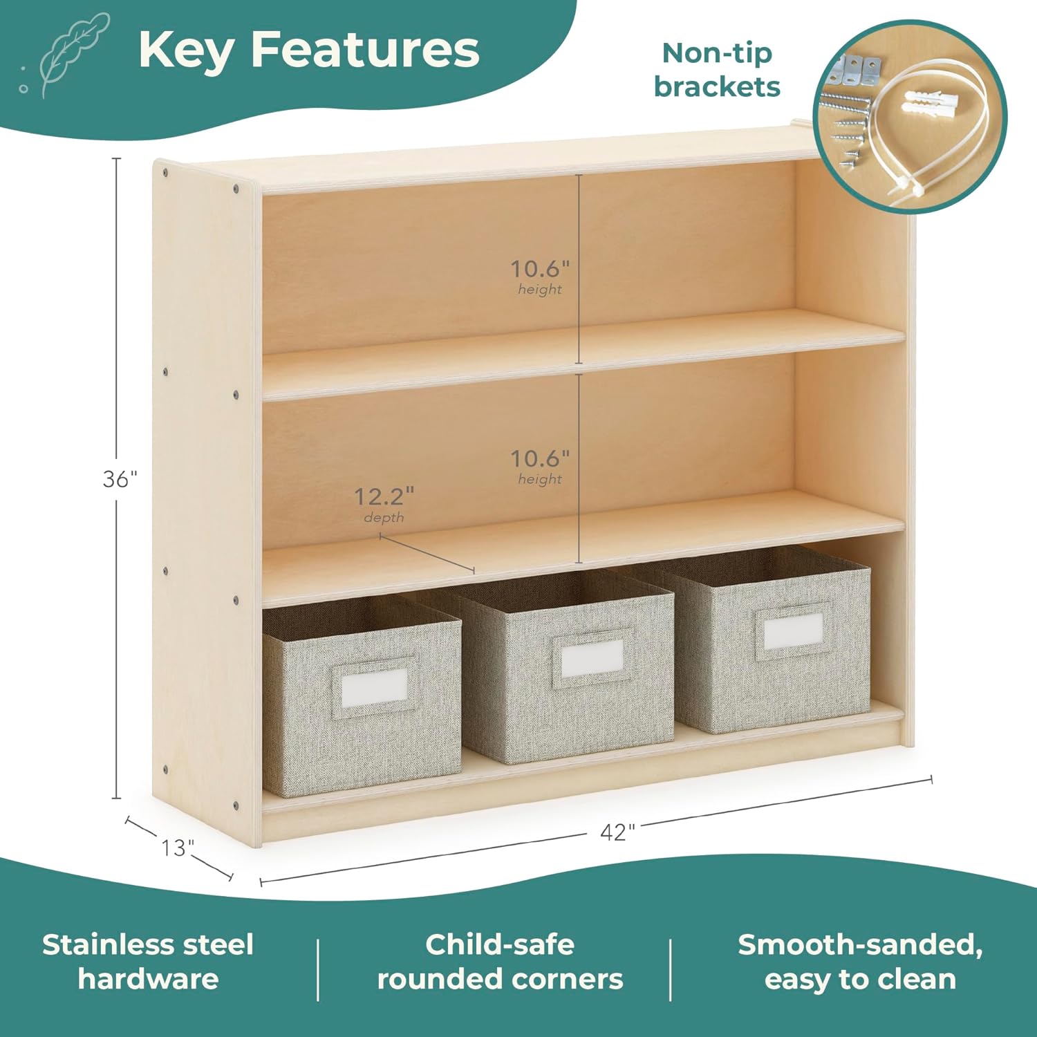 EdQ Three Shelf Open Storage N - Bookcase Wood Shelf 리뷰 및 가격
