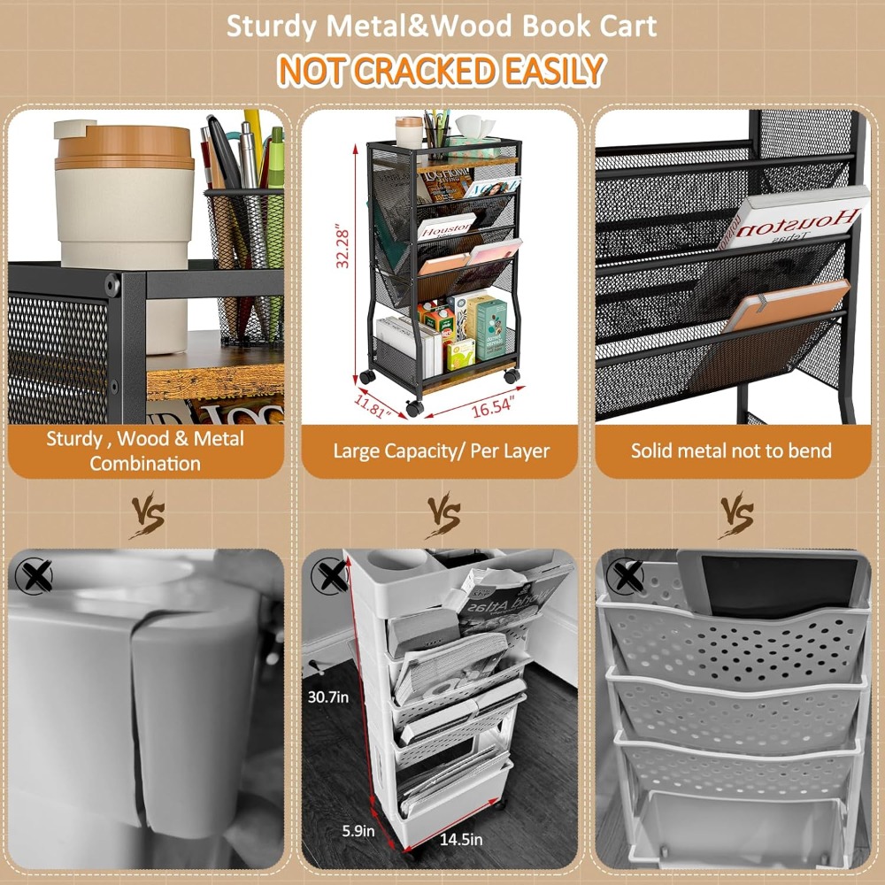 8-Tier Rolling Book Cart with  - Rolling File Cart 리뷰 및 가격