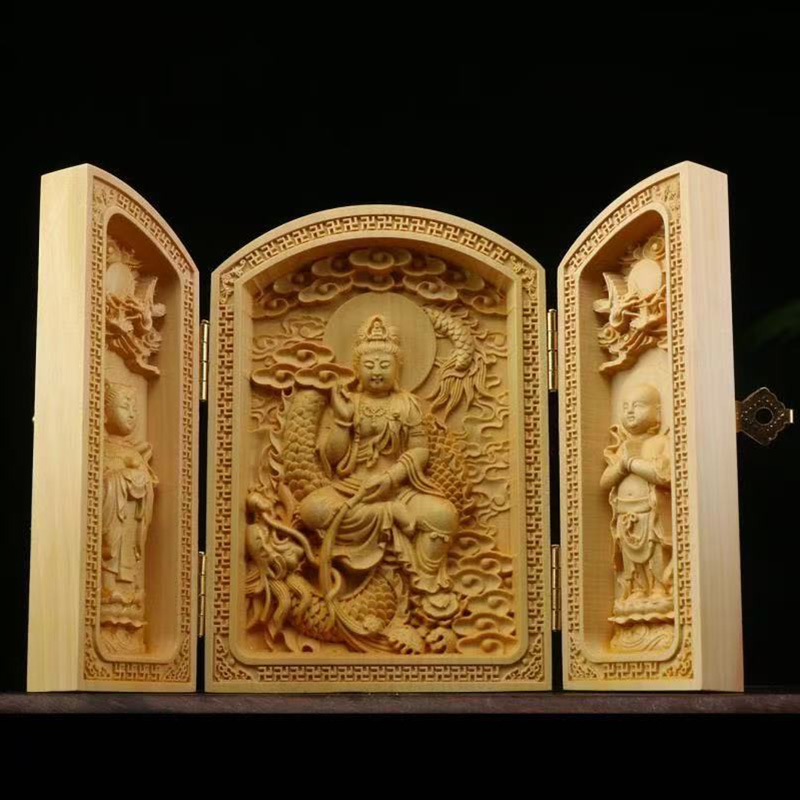 wood carving Guanyin, God of W - Home Office Feng Shui 리뷰 및 가격