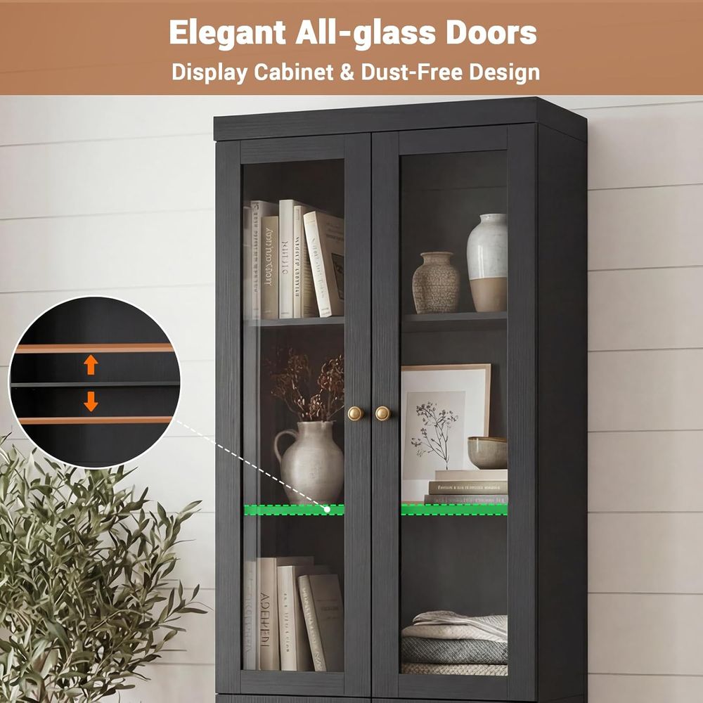 80 Tall Glass Door Bookcase wi - Home Office In Living Room 리뷰 및 가격