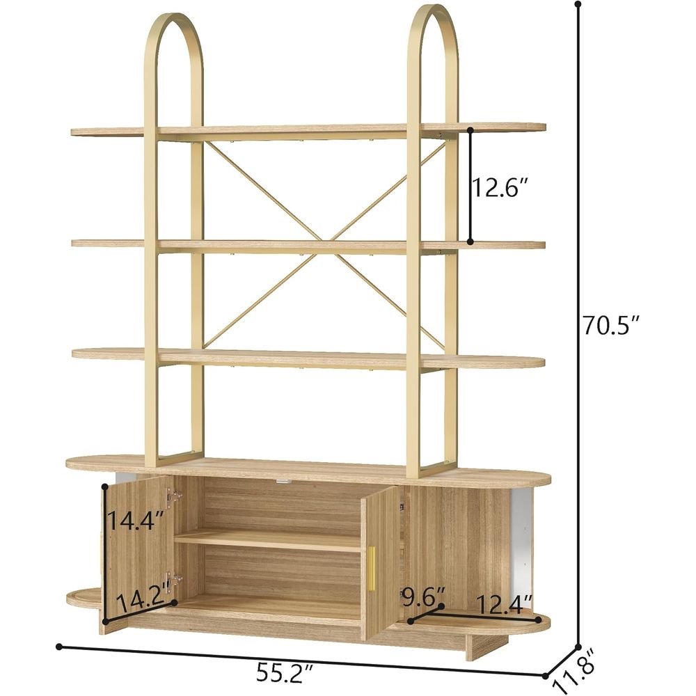 Elegant Arched Cabinet, Slidin - Bookcase Wood Shelf 리뷰 및 가격