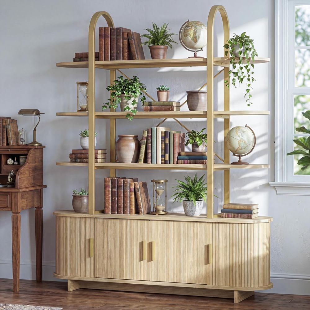 Elegant Arched Cabinet, Slidin - Bookcase Wood Shelf 리뷰 및 가격