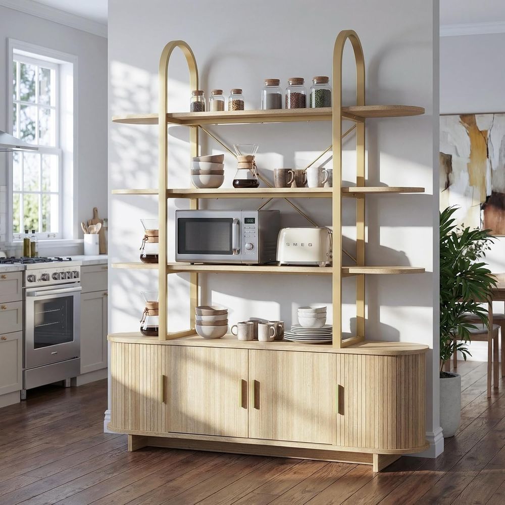 Elegant Arched Cabinet, Slidin - Bookcase Wood Shelf 리뷰 및 가격