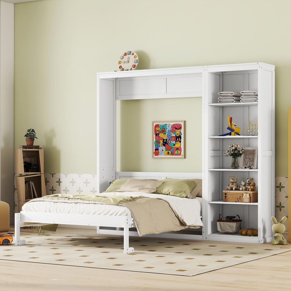Queen Murphy Bed with Storage  - Bookcase Wood Shelf 리뷰 및 가격