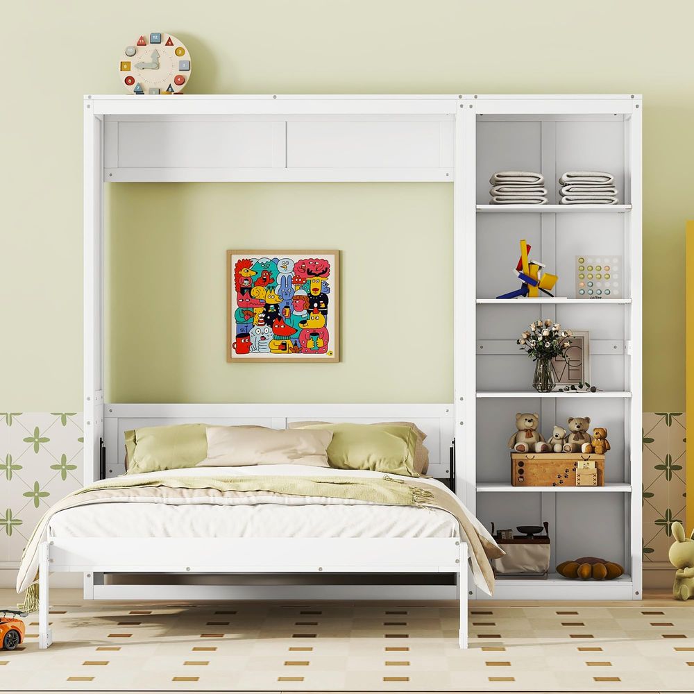 Queen Murphy Bed with Storage  - Bookcase Wood Shelf 리뷰 및 가격