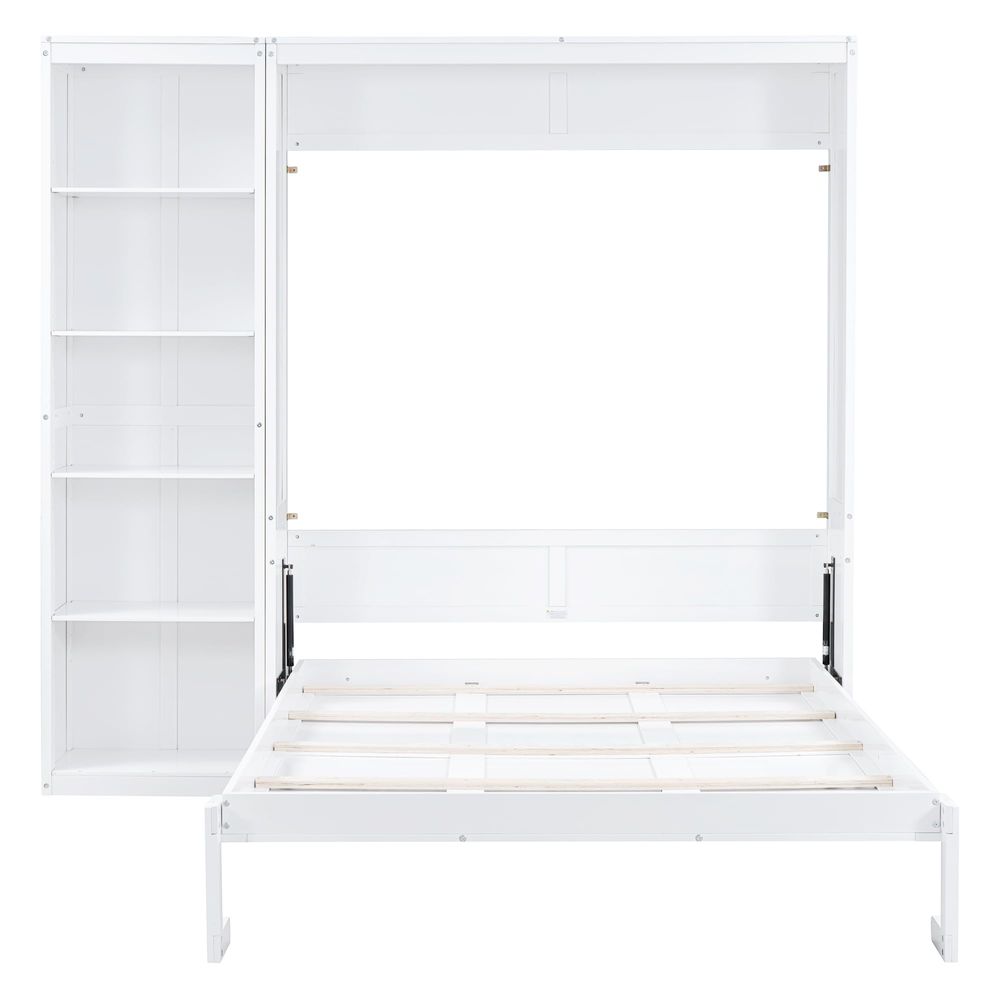 Queen Murphy Bed with Storage  - Bookcase Wood Shelf 리뷰 및 가격