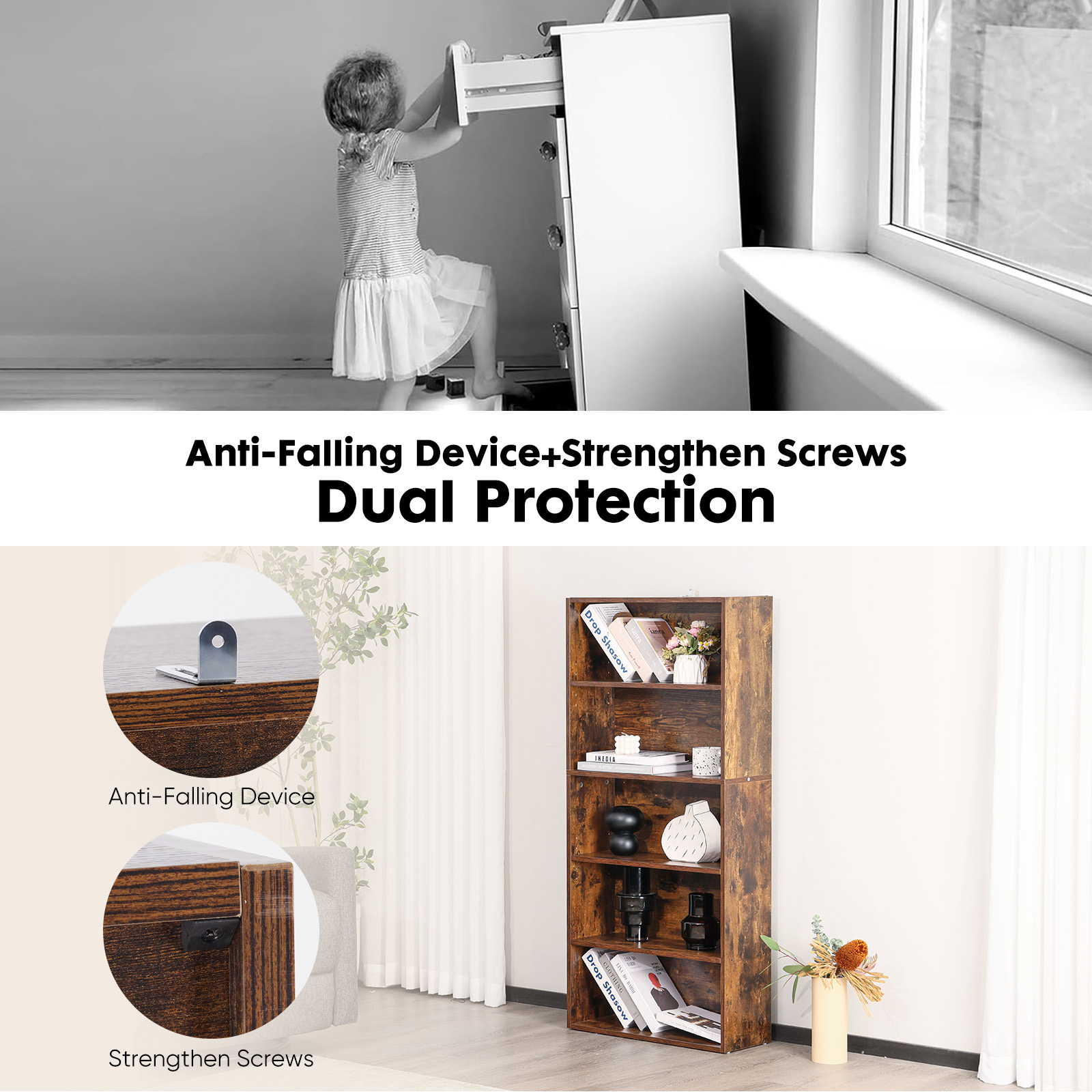 Industrial 5 Shelf Bookcase -  - Home Office In Living Room 리뷰 및 가격