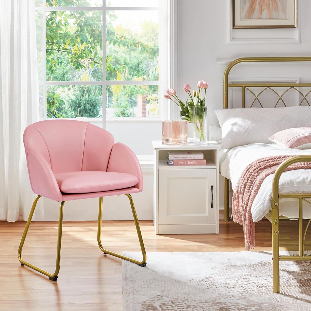 Pink PU Leather Vanity Chair w - Home Office In Living Room 리뷰 및 가격