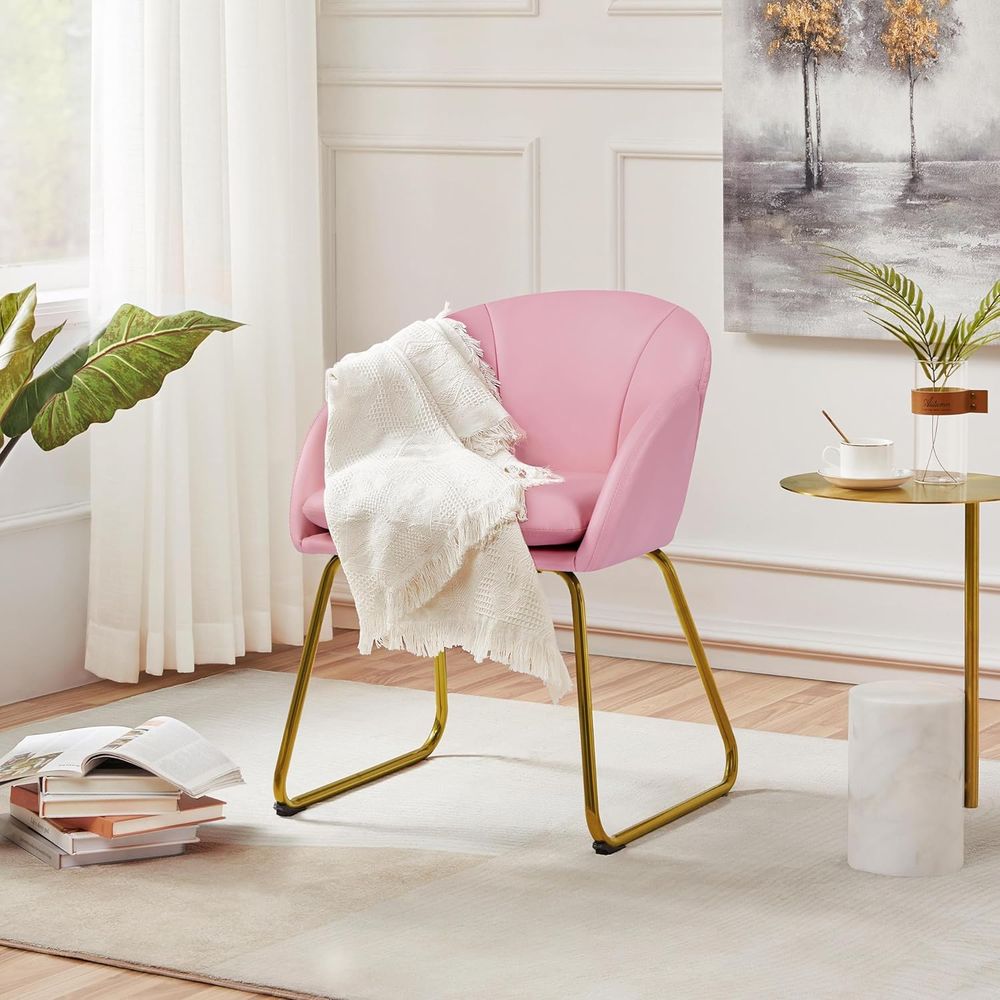 Pink PU Leather Vanity Chair w - Home Office In Living Room 리뷰 및 가격