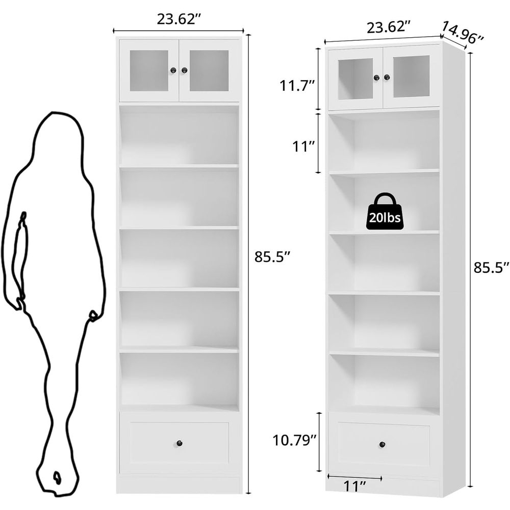 7-Tier Glass Door Bookcase, 85 - Home Office In Living Room 리뷰 및 가격
