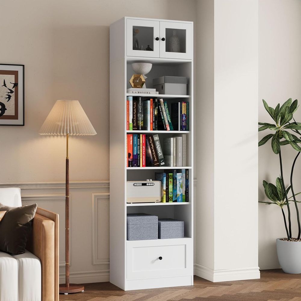 7-Tier Glass Door Bookcase, 85 - Home Office In Living Room 리뷰 및 가격