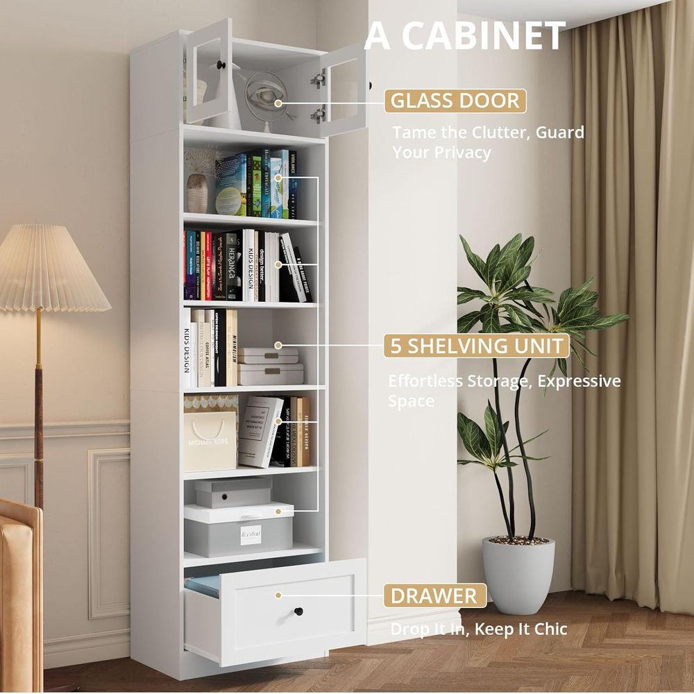 7-Tier Glass Door Bookcase, 85 - Home Office In Living Room 리뷰 및 가격