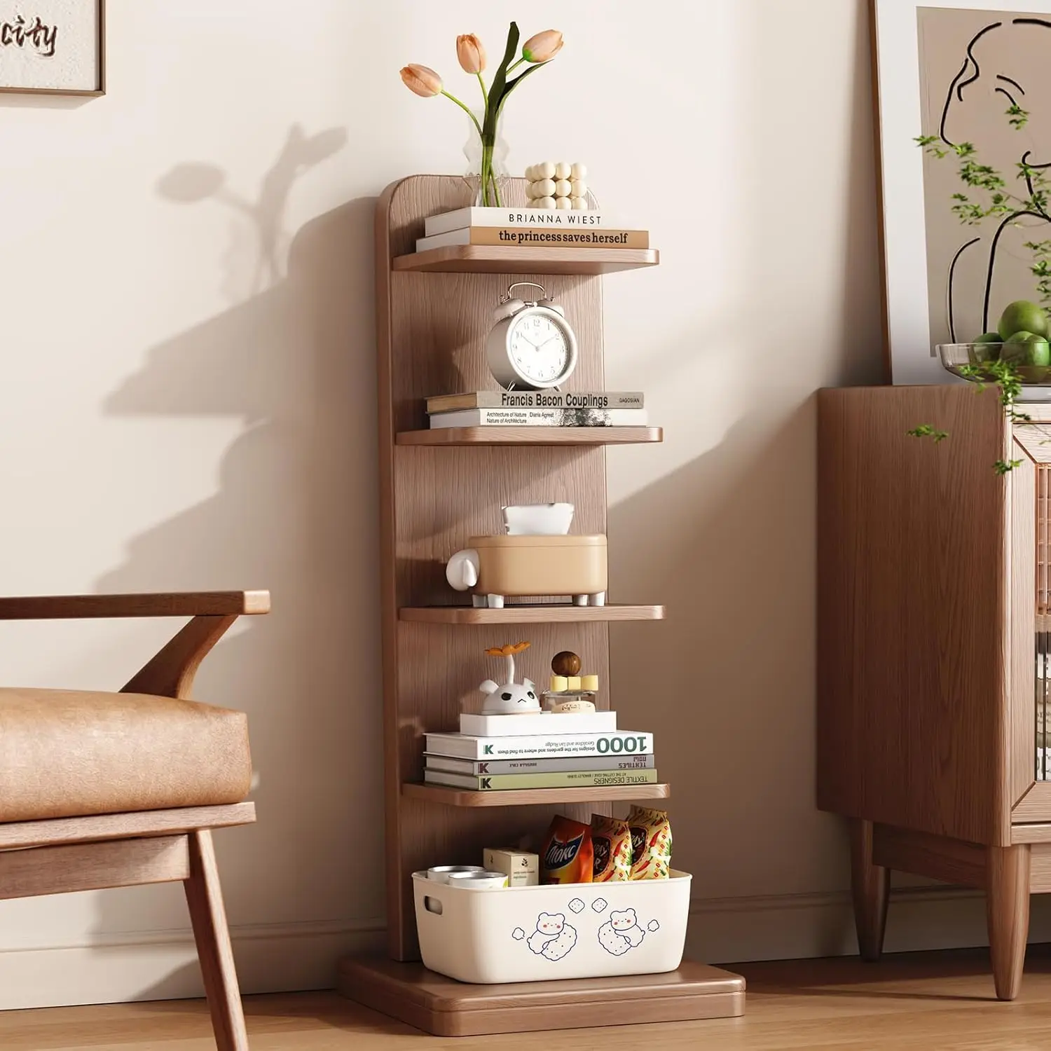 Narrow Ladder Bookcase 5 Shelf - Bookcase Wood Shelf 리뷰 및 가격