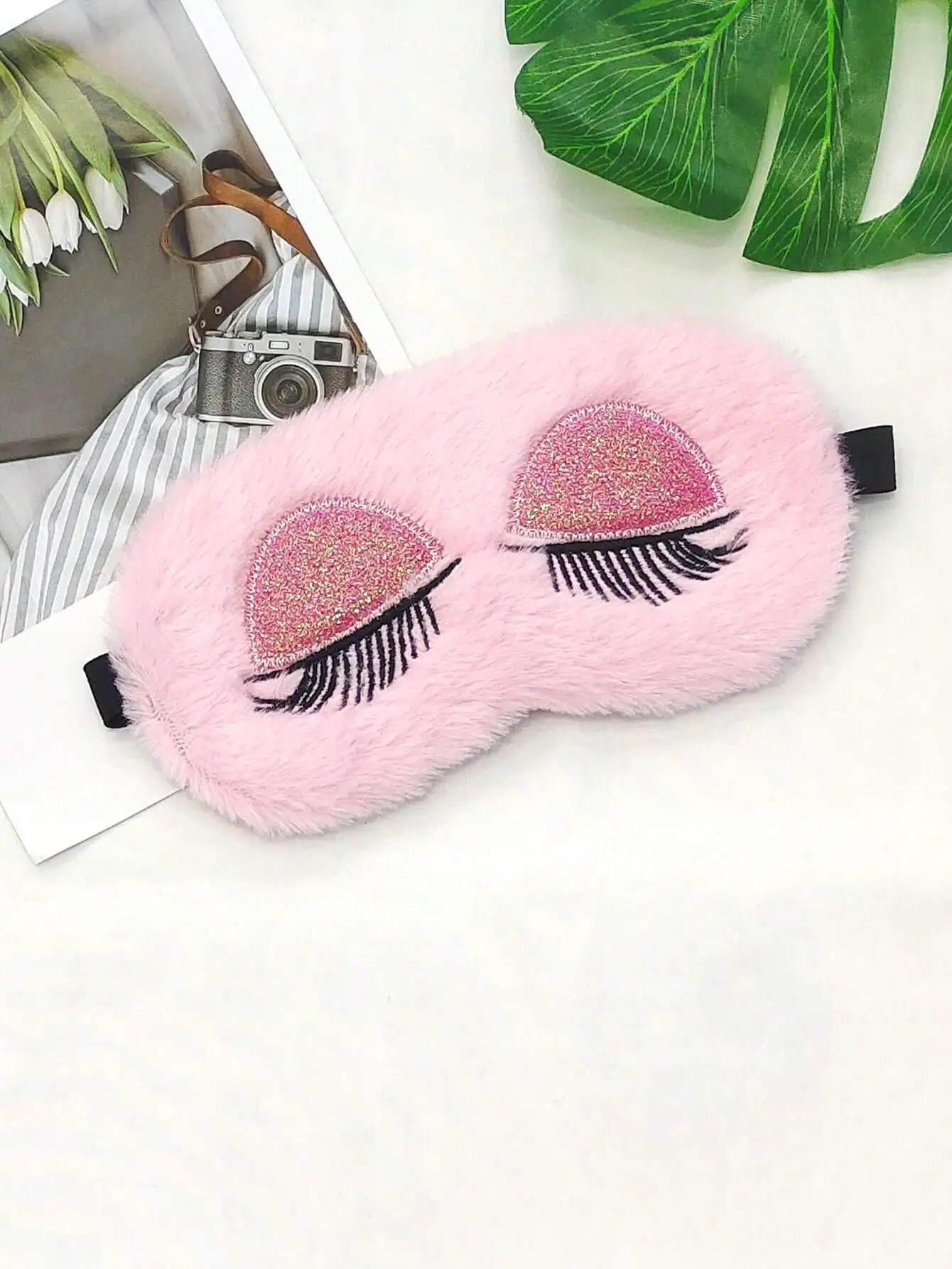 1pc Pink Plush Cute Eye Mask,  - Home Office Gifts 리뷰 및 가격